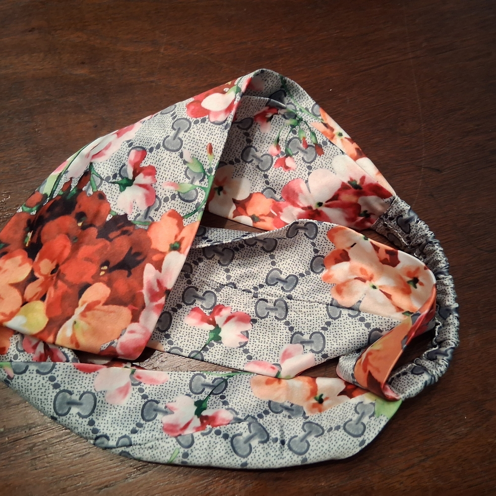 Gucci Floral Patterned Headband - Orange and White
